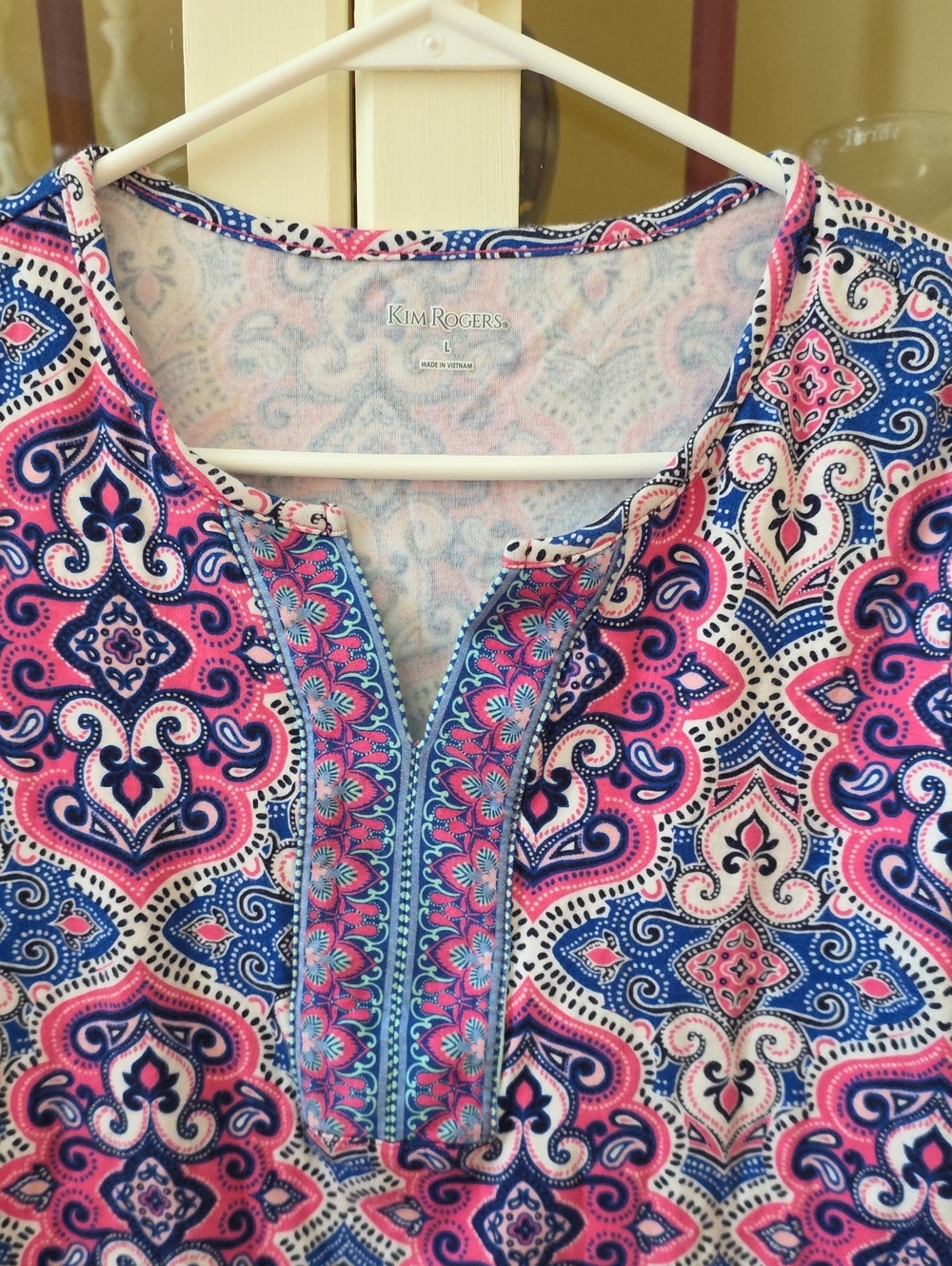 Kim Rogers Paisley-Print Tunic with Split Neckline